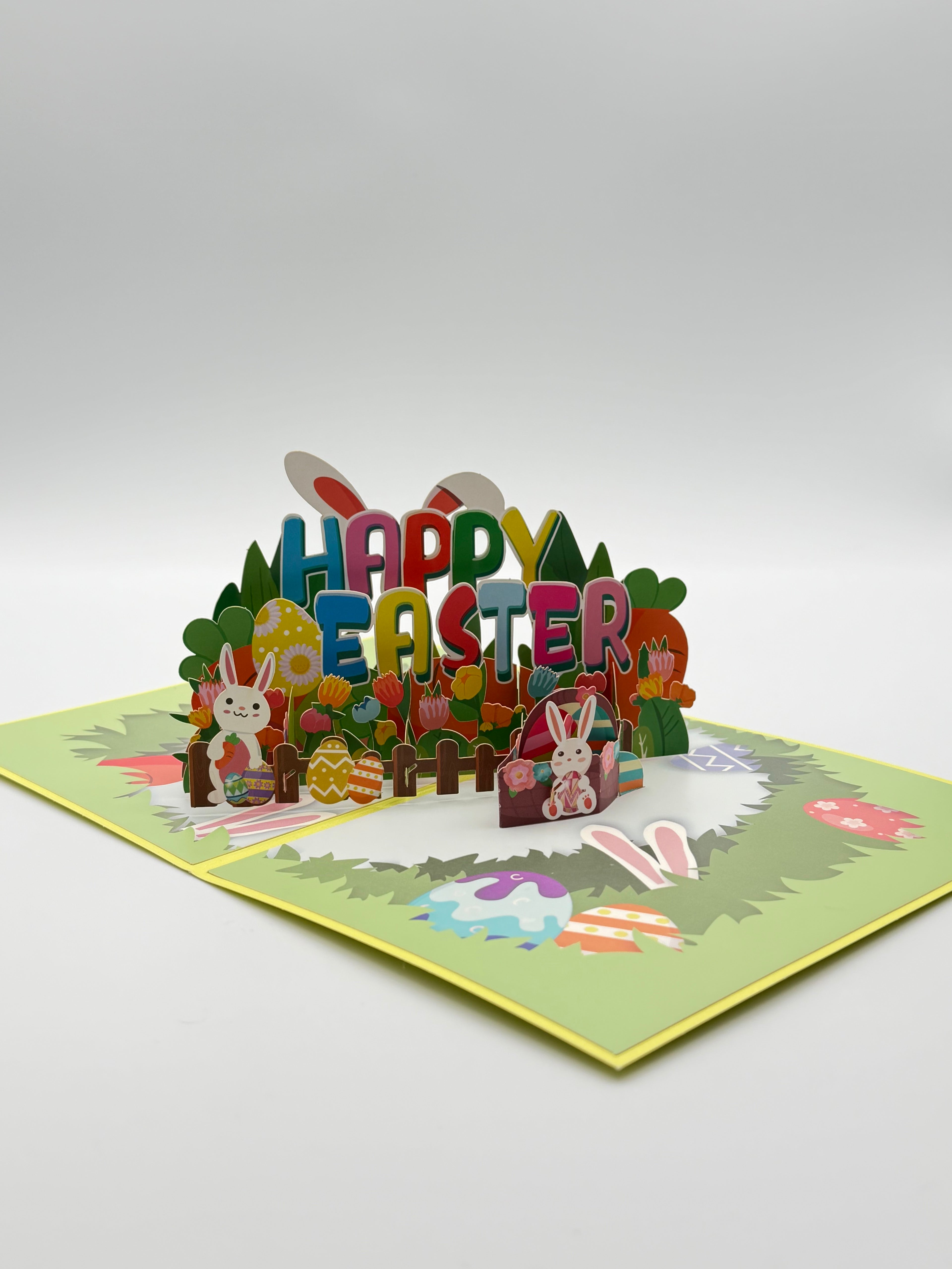 Happy Easter Bunny Garden 3D Pop-Up Card