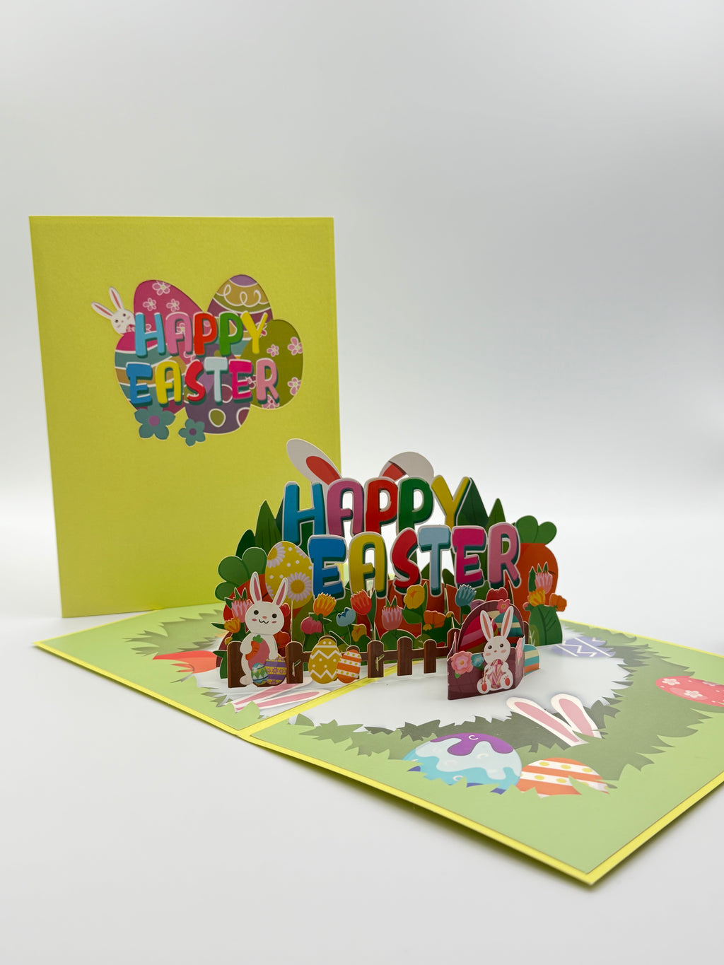 Happy Easter Bunny Garden 3D Pop-Up Card
