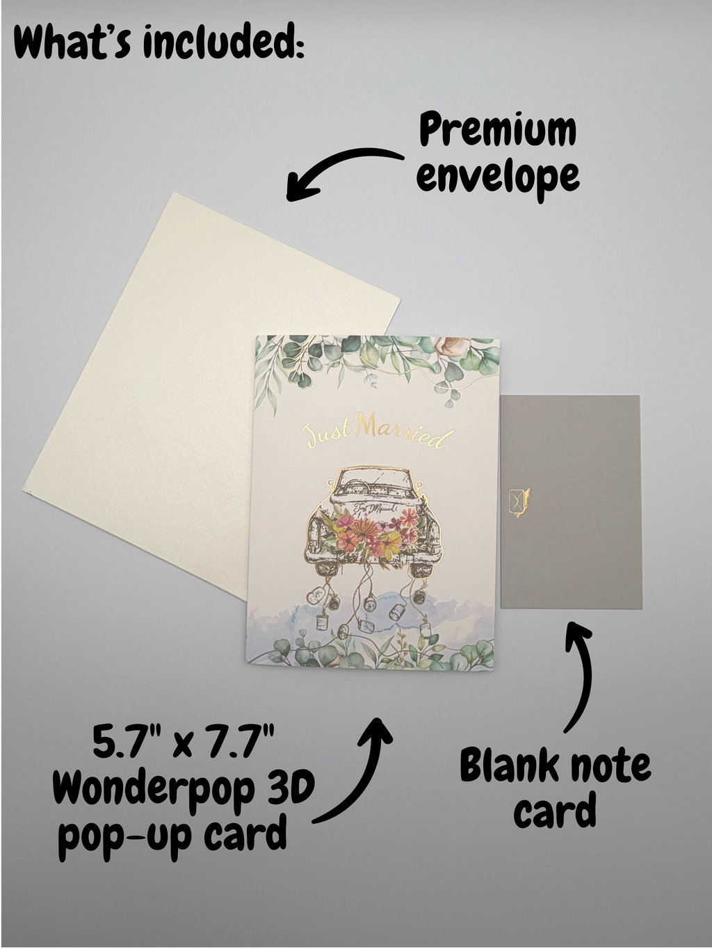 Just Married Vintage Car 3D Pop-Up Greeting Card