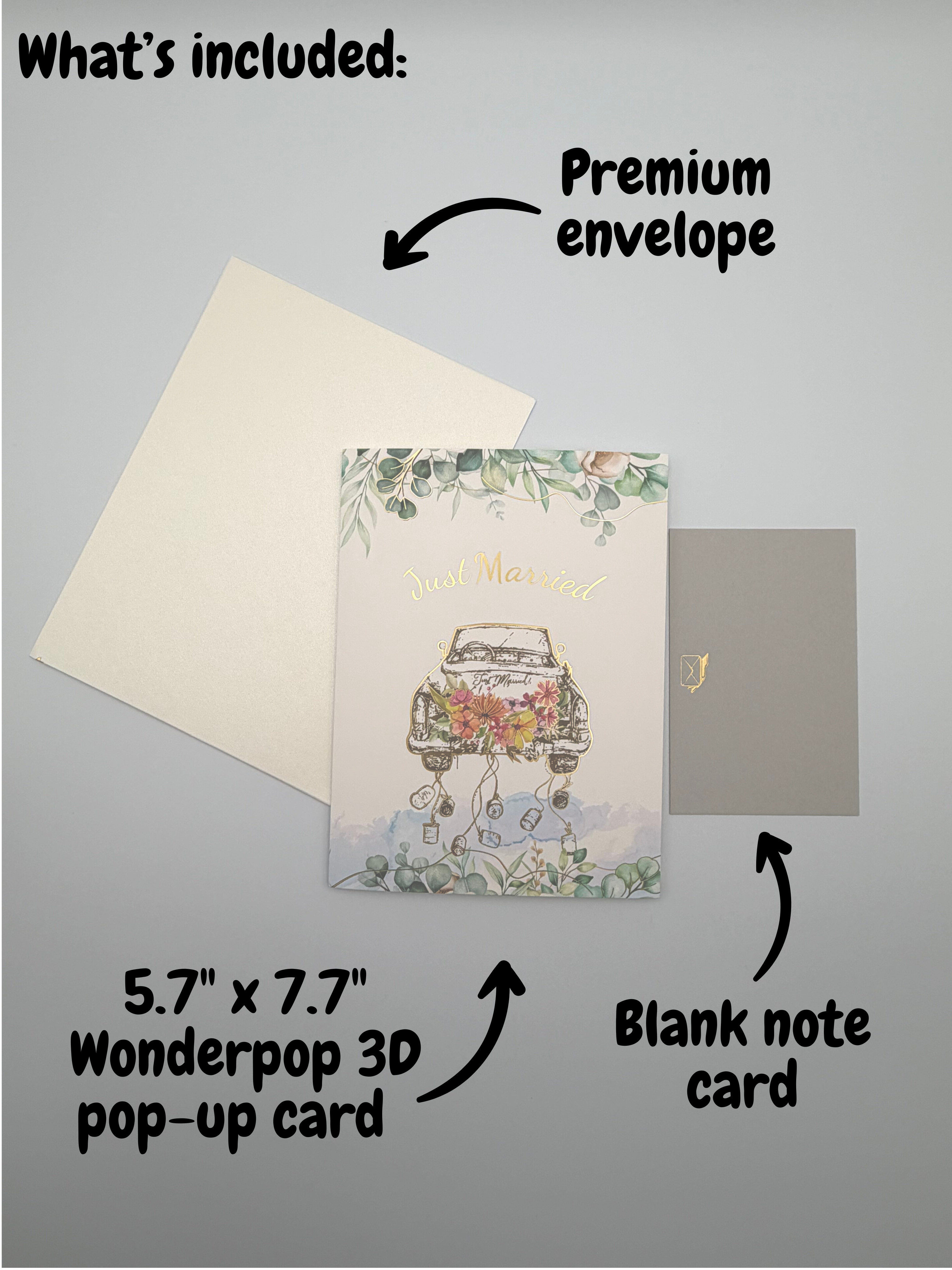 Just Married Vintage Car 3D Pop-Up Greeting Card